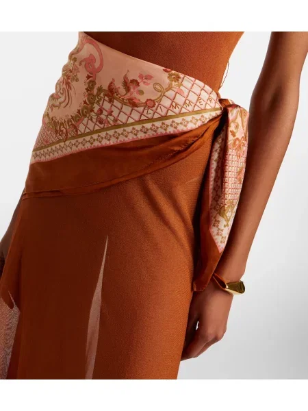 Rochie maxi Zimmermann de mătase maro