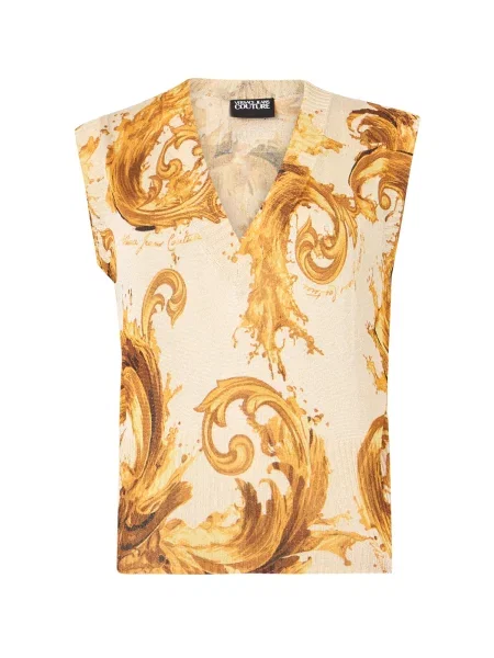 Versace Jeans Couture Top brodat galben lămâie / galben miere / natural alb