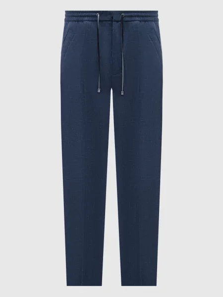 Штани з вовни шовку та льону Brett Johnson сині