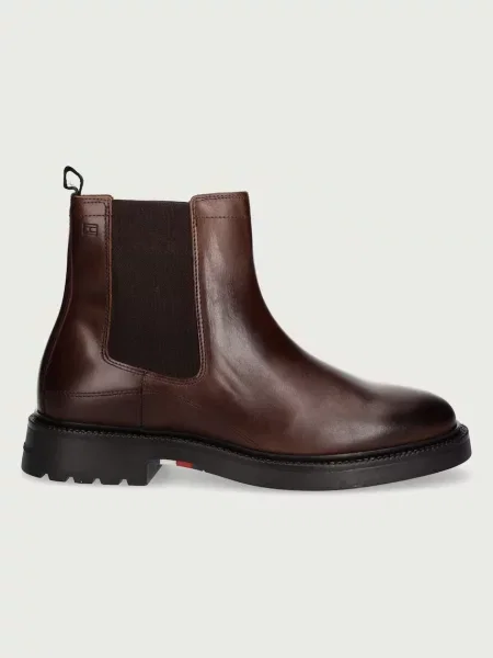 Tommy Hilfiger usnjeni gležnjarji CORPORATE CASUAL LTH CHELSEA rjava