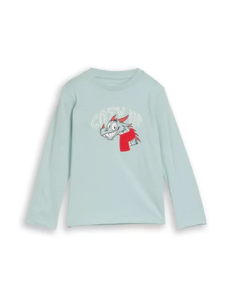 TOM TAILOR Tricou turcoaz / roșu alb