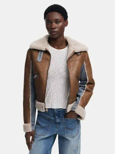 Кожено яке Desigual синьо