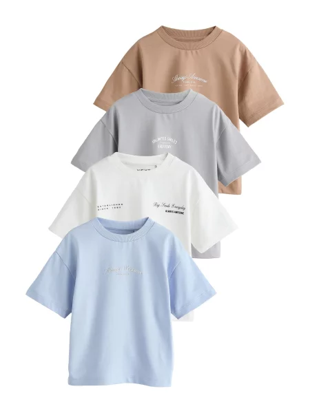 Next Tricou bej închis / albastru deschis / gri deschis alb