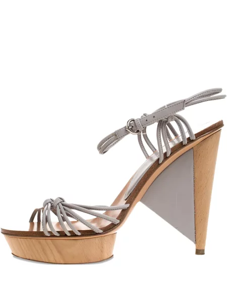 Kožené sandály Sergio Rossi na platformě šedé