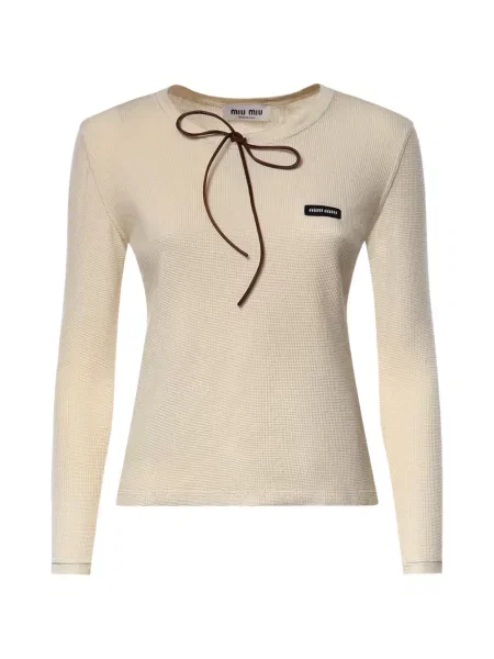 Lung tricou Miu Miu cu funde tricotate