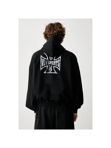 Vetements Biker Cross Logo bluza z kapturem czarna