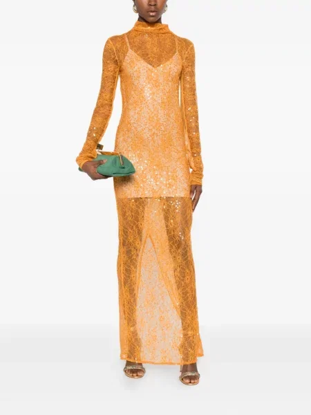 Rochie midi Patrizia Pepe cu paiete de costum portocaliu