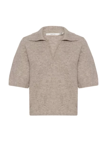 Sweter Gestuz w paski z paskiem beżowy