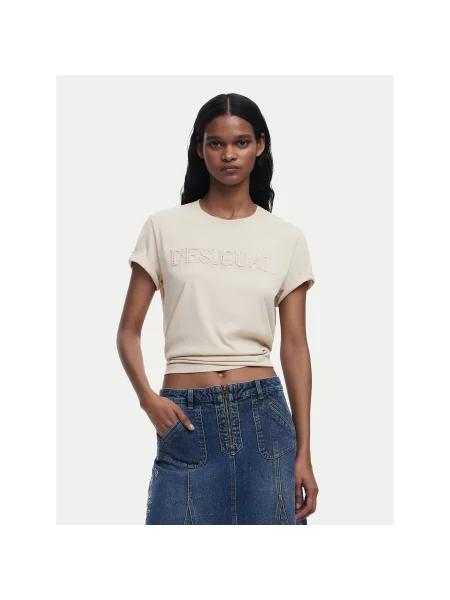 Desigual T-Shirt Brandy Εκρού Regular Fit