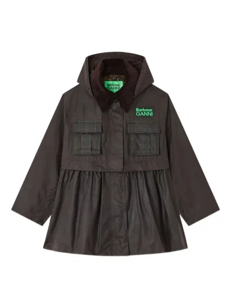 Cu peplum geacă Ganni în carouri maro