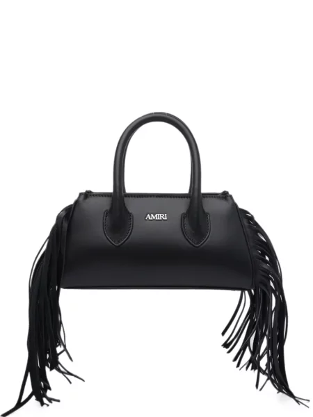 Geantă shopper Amiri cu franjuri din piele negru