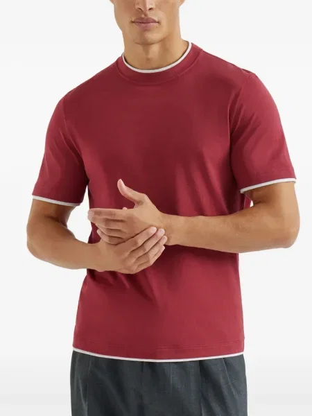 Tricou Brunello Cucinelli cu decolteu rotund roșu