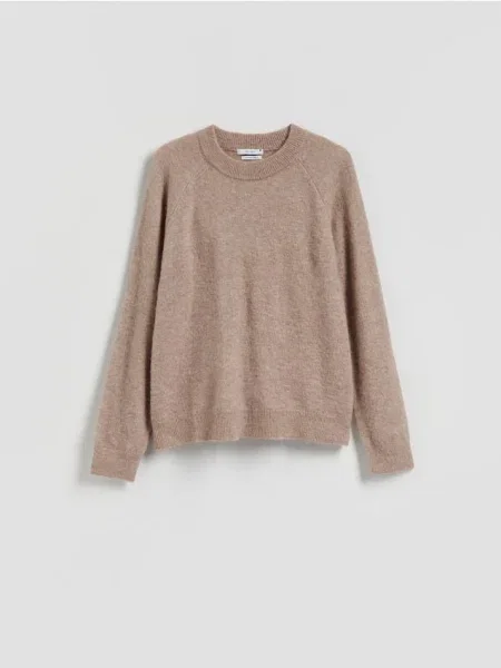 Reserved Sweter z wełną brązowy