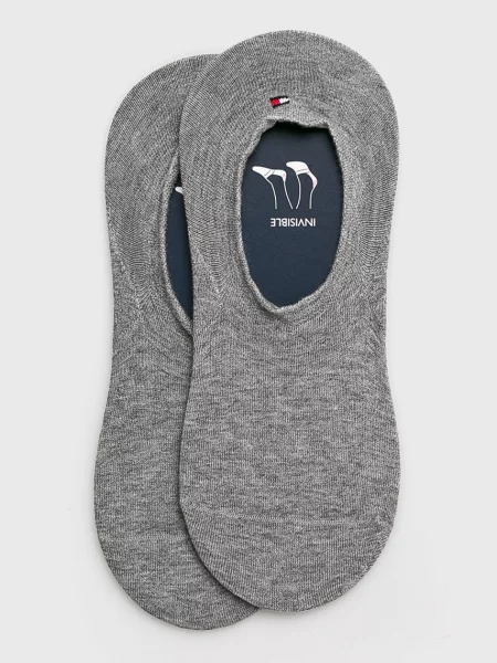 Krótkie skarpety z detalem z logo w zestawie 2 szt. Tommy Hilfiger szare