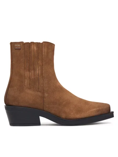 Tommy Jeans Botine Tjw Suede Cowboy Boots maro