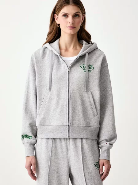 Tommy Hilfiger hanorac cu glugă pentru femei cu gri