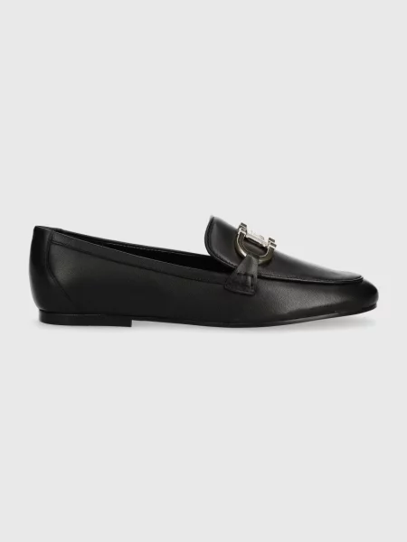 Кожени мокасини Guess ISAAC с равна подметка FLJISA черно