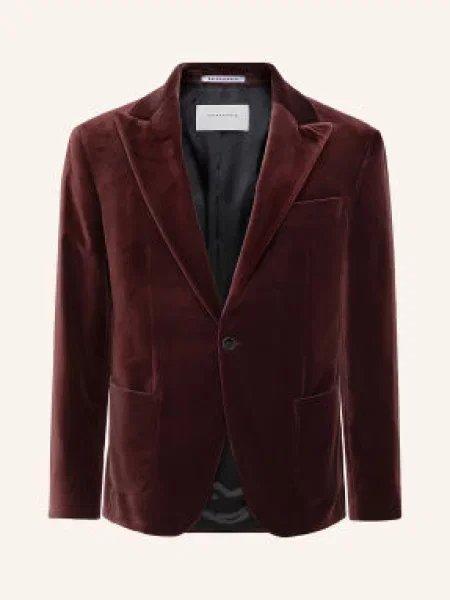 Baldessarini Sametové Sako Slim Fit tmavě červená