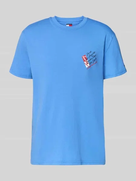 T-shirt o kroju regular fit z czystej bawełny Tommy Jeans niebieska