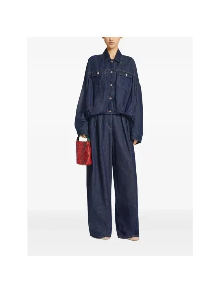 Szerokie jeansy Dries Van Noten niebieskie