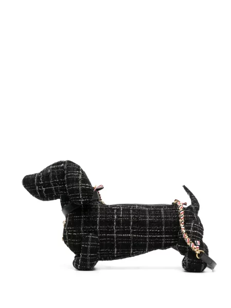 Geantă Thom Browne din tweed negru