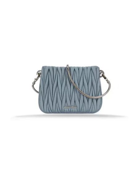 Torebka skórzana Miu Miu skórzana niebieska