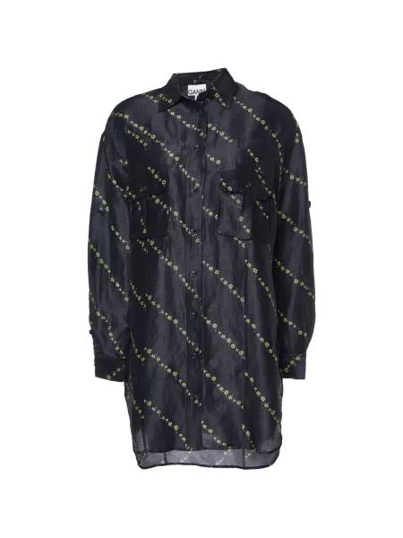 Cămașă Ganni cu model floral cu imagine negru