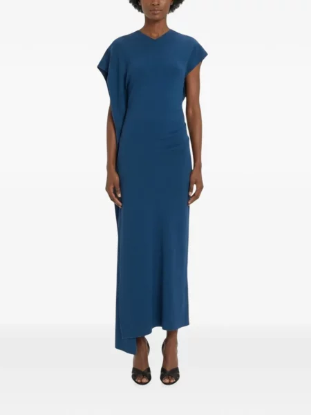 Rochie midi Victoria Beckham asimetrică albastru