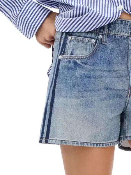 Pantaloni scurți Rag & Bone cu dungi albastru