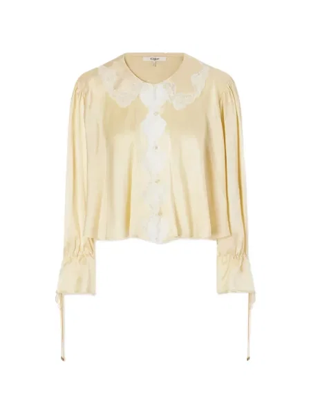 Top Chloé din satin galben