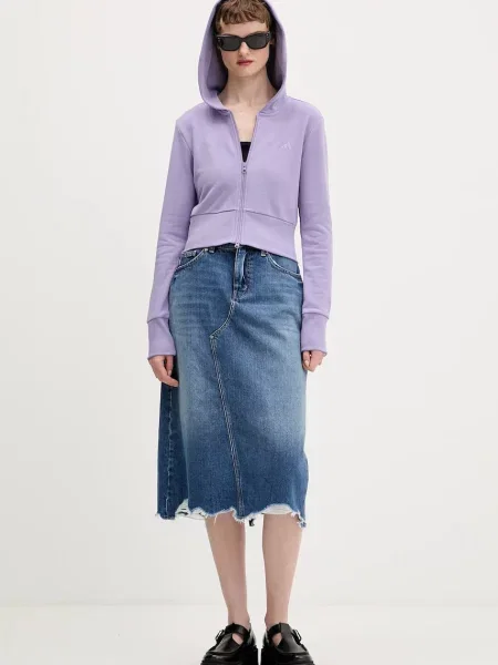 Adidas bluza Essentials z kapturem gładka fioletowy