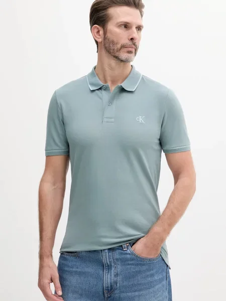 Calvin Klein Jeans Тениска с яка и Син сиво