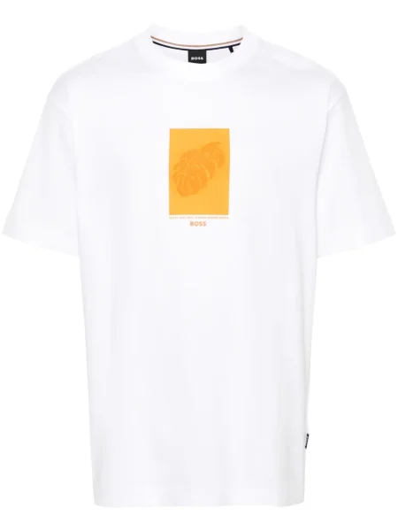 Tricou Boss cu imagine alb
