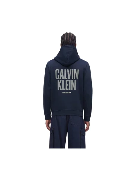 Bluza z kapturem Calvin Klein z kapturem niebieska