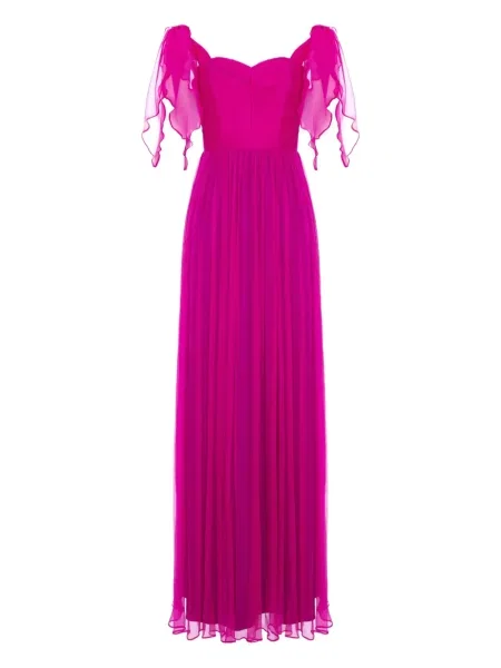 Rochie maxi Roserry cu volane de costum roz