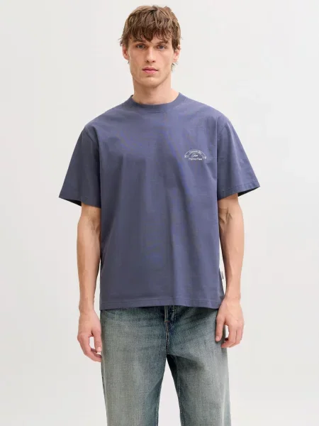 JACK & JONES Póló Jormontauk indigó / sötétszürke / homár fehér