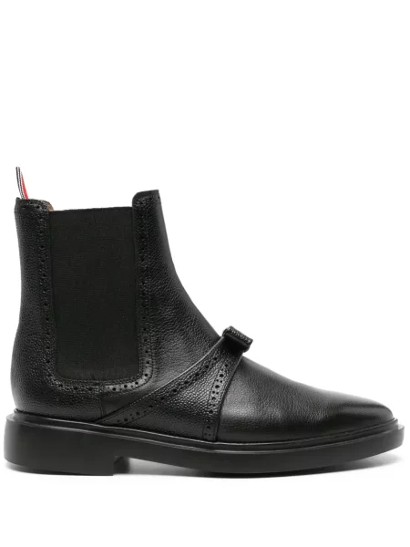 Botine chelsea Thom Browne cu funde din piele negru