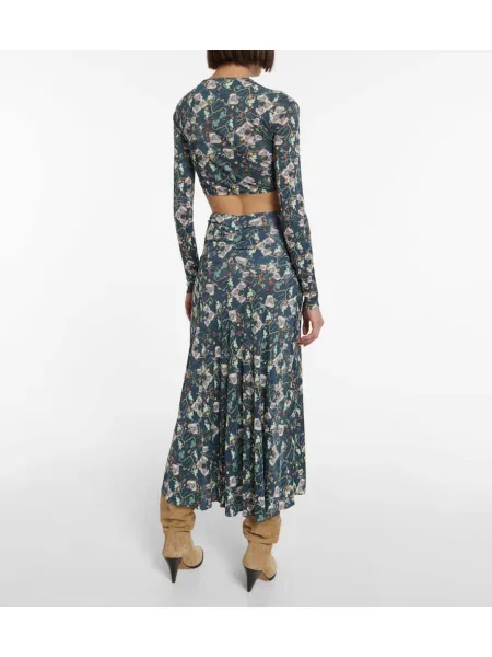 Cropp top Isabel Marant cu model floral din jerseu verde