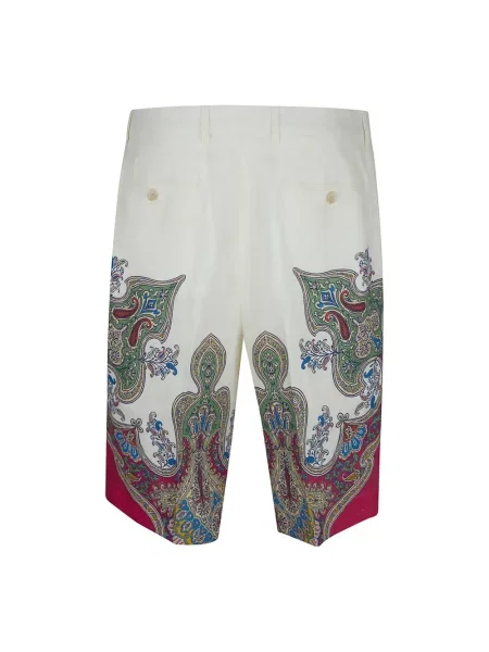 Lniane szorty Etro z nadrukiem z wzorem paisley białe