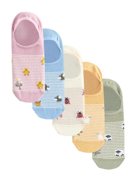 Next Șosete albastru deschis / verde kiwi / roz alb