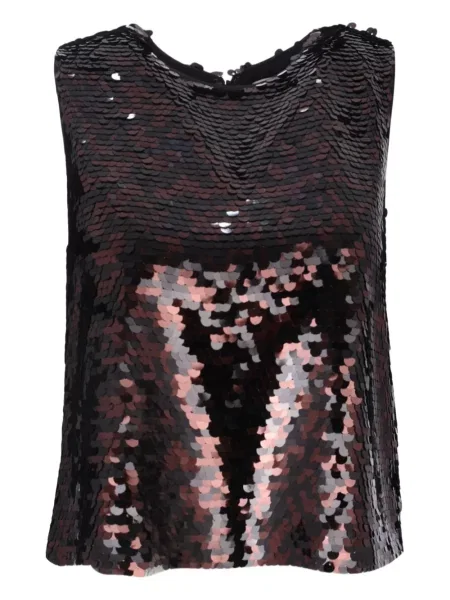 Top Staud cu paiete negru