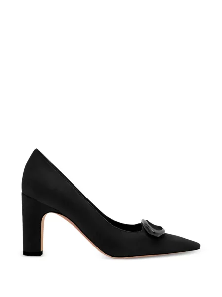 Pantofi cu toc Manolo Blahnik din piele de căprioară cu cataramă negru