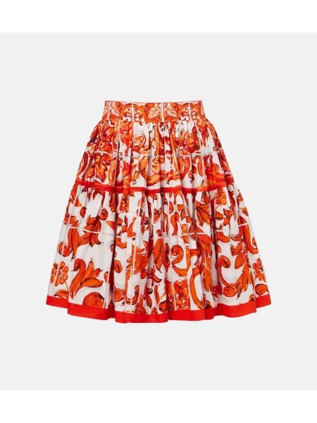 Fustă Dolce&gabbana din poplin portocaliu