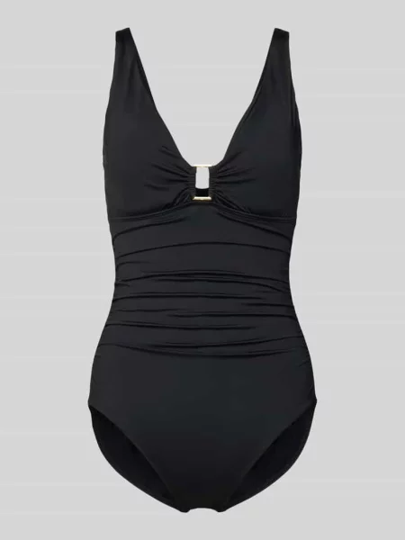 Kostium kąpielowy z marszczeniem Lauren Ralph Lauren czarny