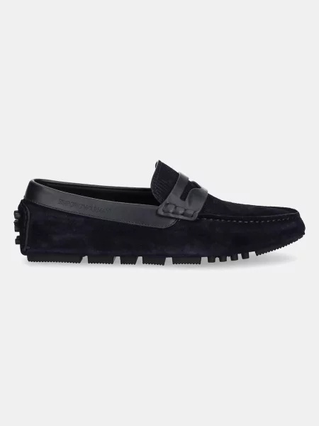 Półbuty Emporio Armani zamszowe niebieskie