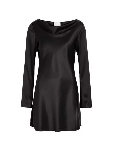 Satynowa mała sukienka mini Reformation garniturowa czarna