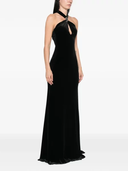 Rochie maxi Nissa cu gât halter negru