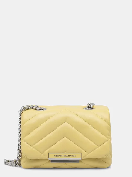 Armani Exchange geantă poștaș pentru femei cu imitație de piele galben