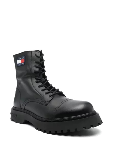 Botine Tommy Jeans din piele negru