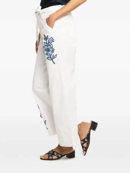 Pantaloni Cinq A Sept cu model floral alb